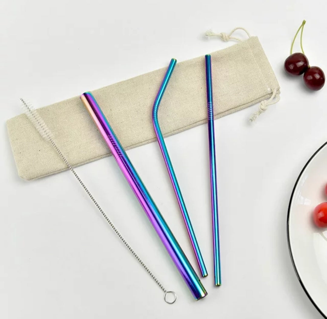 Rainbow Metal Straws