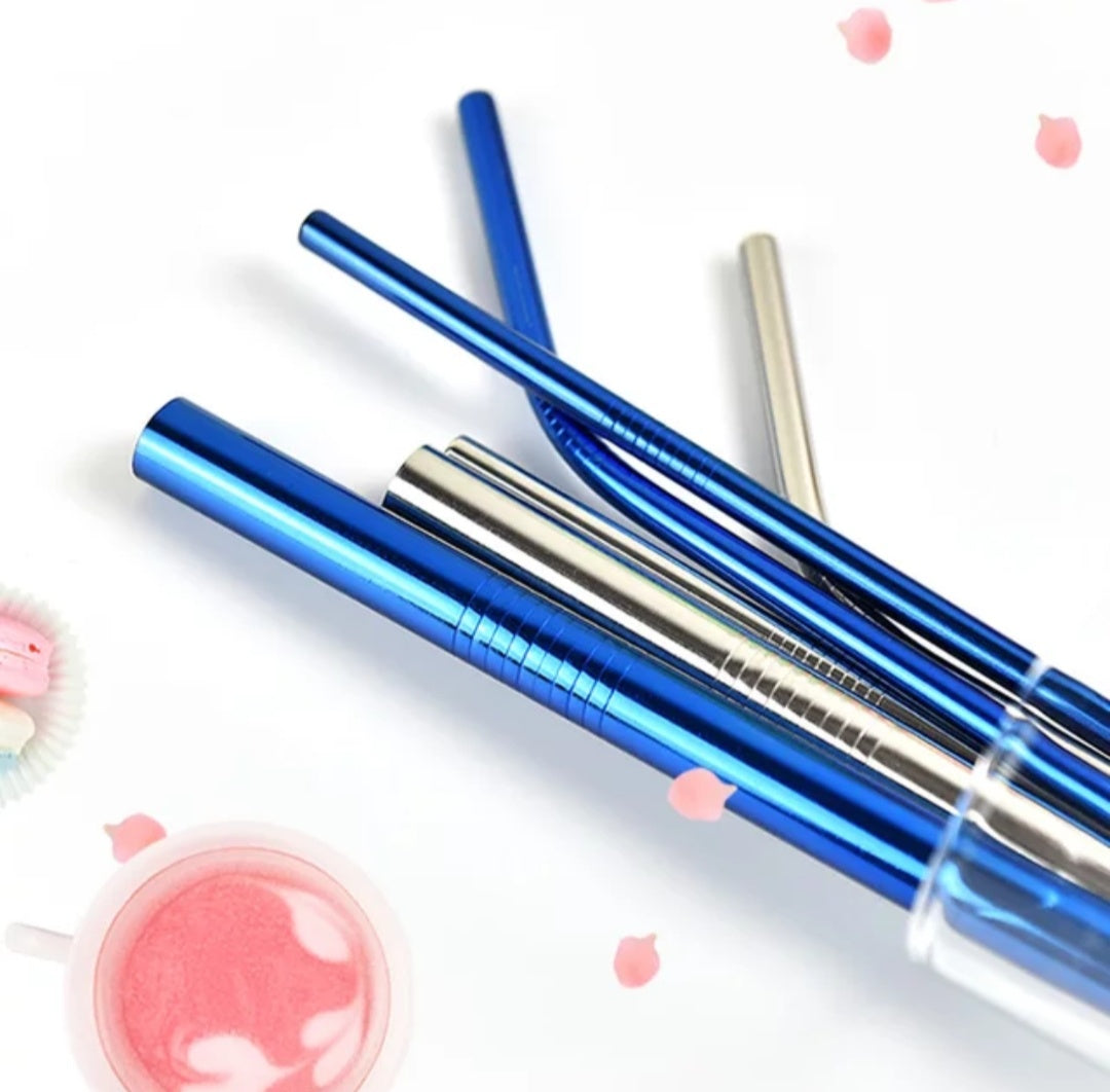 Blue Metal Straws
