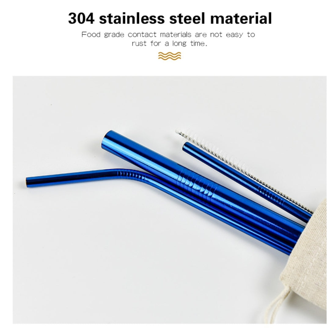 Blue Metal Straws